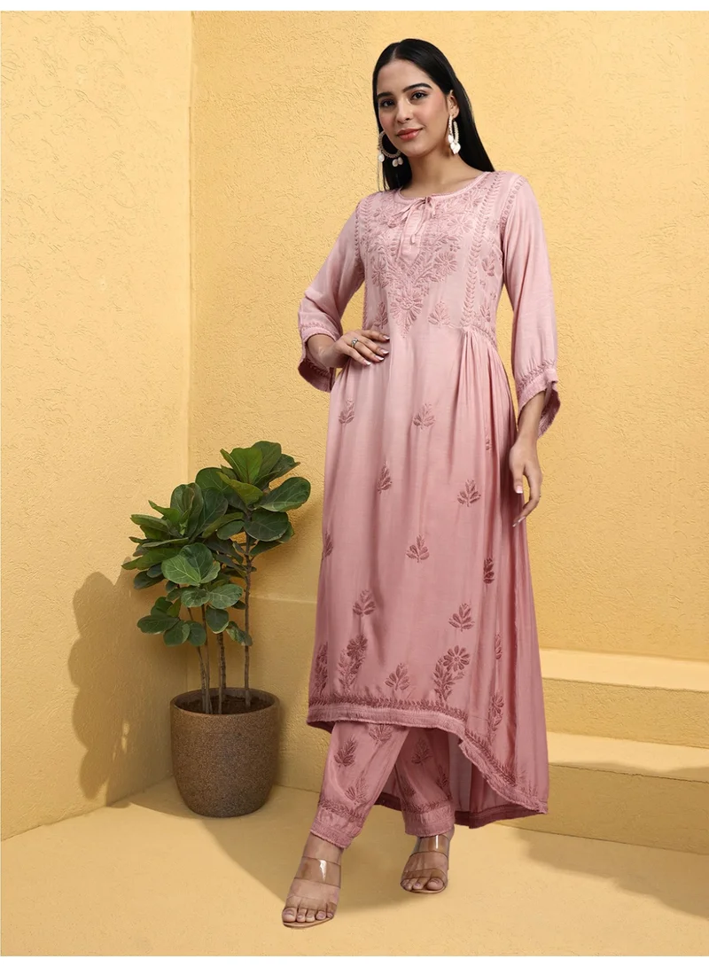 Alaya Hand Embroidered Chikankari Muslin Ombre Kurta Set-AL4101KS